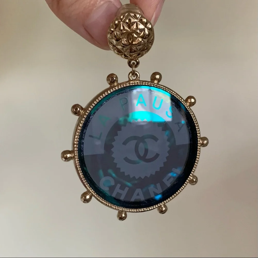 Chanel Large Logo Disc Earrings